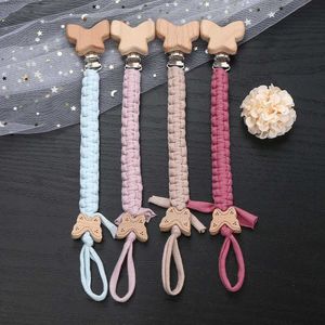 5st Pacify Toys 1st Baby Beech Wood Pacifier Clip Crochet Cotton Rep Dummy Holder Chain för handgjorda Baby Nipple Chain Nursing Chew Toys Gift