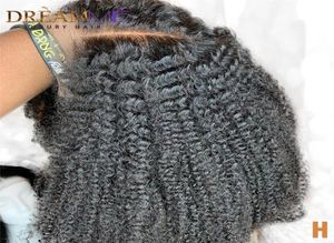 Mongolisk afro kinky lockig spets främre mänskliga hår peruk naturlig linje 13x4 korta syntetiska peruker med babyhår för svart kvinna8906706