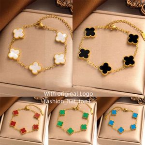VanClef Armband Gold Plated Classic Fashion Charm Armband Four-Leaf Clover Designer Jewelry Elegant Pearl Motherl Armband For Women High Quality Gift