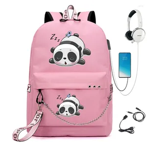 Backpack Children Girl School Bag Child Teenage Schoolbag Sleeping Panda Bookbag Primary Kawaii Cute Bagpack Usb Teens