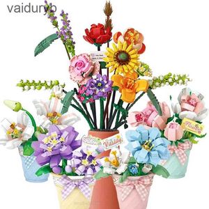 Intelligence toys LOZ Flower Bouquet Building Block Set DIY Toy Valentines Day Rose B Girl Friend Adult Gift H240531