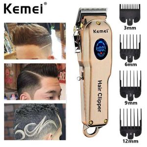 Sax Shears Kemei Professional Hair Clipper Mens Electric Cordless Trimmer Justerbar Metal Hair Clipper Barber Shop KM-2002 G240529