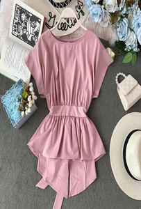 Peplum Top Chiffon Blouse Summer Clothens Womens Tops and Blouses Blusas Mujer de Moda 2020韓国の非対称ボウムシャツTunic6714784