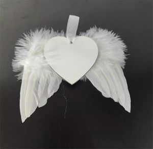 Feather wings sublimation ornament MDF Wooden pendant Christmas sublimated blanks angel wing double sides ornaments3537907