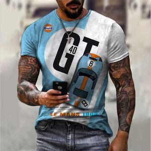 Men's T-Shirts Racing printed mens T-shirt Summer mens 3D short sleeved oversized mens casual T-shirt trend social street clothing mens top z240531