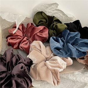 New Retro Oversize Scrunchies Solid Color Velvet Hair Loop Women Hair Accessories Elastic Hair Bands for Women Girls