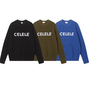 Luxury CE letter patch embroidered with logo sweater for men and women paired with wool knit green hoodie