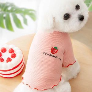 Dog Apparel Spring Summer Thin Puppy Breathable Strawberry Sweater Four Seasons Solid Color Cat Bottoming Shirt Pet Clothes Clothe