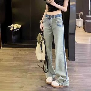 Mm Home Ss New Washed Contrast Color Jeans Fashionable and Versatile