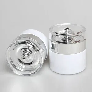 収納ボトル贅沢空の白いフェイスマスク補充可能な30ml 1オンスのガラス瓶とアイクリーム旅行コンテナ用の銀色の蓋