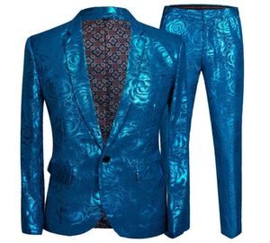 Men039s Suits Blazers Gilt Bright Face Casual Slim Suit Slim Lake Blue Rose2874729