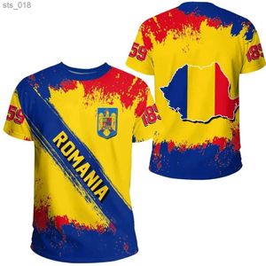 Fani na szczycie tees rumuńska koszulka piłkarska Rumuńska flaga graficzna T-shirt męska gym sportowa koszulka 3D piłka nożna drużyna T-shirt damski odzież H240531