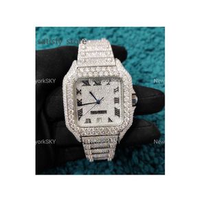 Gotowy do wysyłki wysokiej jakości lodu 40 mm moissanite zegarek Pass Tester Diamond Niestandardowe moissanite VVS Mechaniczne zegarki dla mężczyzn