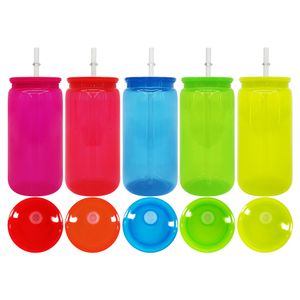 BPAフリー蛍光色16オンス缶の形を整えるプラスチックカップ