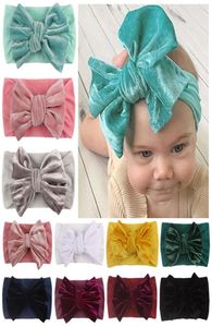 Baby pannband guld sammet hårband fast båghuvud wrap nyfödda baby turban flickor sträcka hårtillbehör 11 färger valfritt9441156