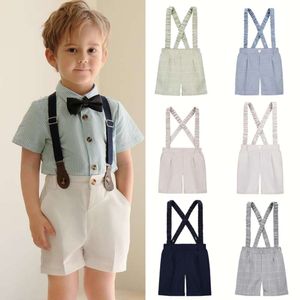 School Boys Summer Gentlemen Backpacker Suit Short Pants for Children Wedding Costumes 2 To 12 Years Students Kids Shorts L2405