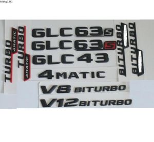 3D Matt Siyah Bagaj Mektupları Rozet Emblem Emblemleri GLC43 GLC63 GLC63S V8 V12 Biturbo AMG 4Matic1122732