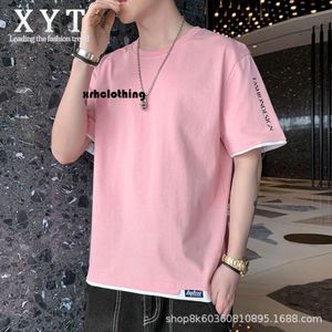 t shirt men Pure cotton short t-shirt for men's summer 2024 new thin and trendy brand fat plus size breathable half sleeved T-shirt