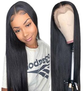 Straight 30 Inch 13x6 Type T HD Transparent Lace Wigs Glueless Brazilian Remy Human Hair Wigs For Women 150 Density9978483