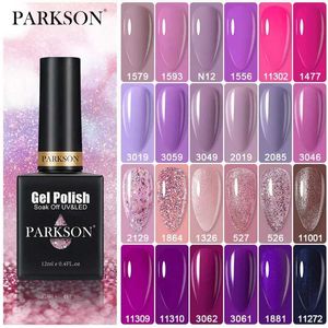 Nagellack Parkson Purple Series Gel Nail Polish 12 ml Långtid för ergonomi Nagelkonst Immersion Shining Latex Glass Bottle Gel D240530