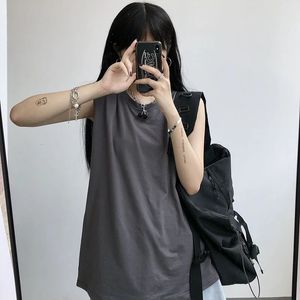 Gidyq Summer Streetwear Women Tanki Koreańska moda Kobieta Solid Kolor Topss Casual All Match Lose Sports T koszule 240531