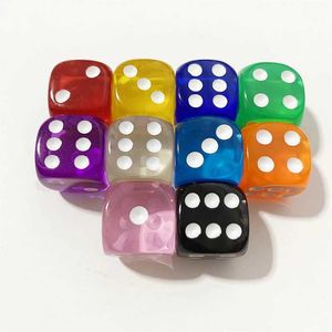 Dice Games 10Pcs Acrylic Transparent 16mm Clear Color Six Sided Spot D6 Playing Games Dice Set For Bar Pub Club Party Board Game s2452318