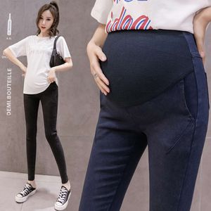 Jesień dżinsowe dżinsy chude dżinsy Regulowane spodnie brzucha ubrania dla kobiet w ciąży wiosenne spodni ciąży premama l2405
