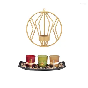 Candle Holders Home Decor Set & Wall Mounted 3D Geometric Candlestick Metal Holder Sconce