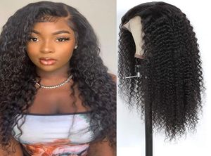 Mänskliga hår peruker med frontal spets kinky lockigt mänskligt hår peruk för svarta kvinnor transparent spets 13x4 brasiliansk remy hår acceptera cust4883182