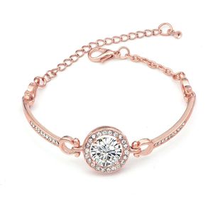 Mode Rose Zircon Gold Crystal Versatile Women's Armband