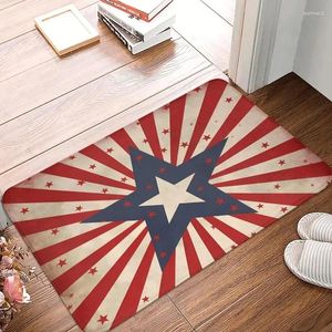 Mattor American Stripes Star Entrance Welcome Door Mat Soft Kitchen Rugs Outdoor Floor Doormat Patriotic Washable Home Carpet Decor