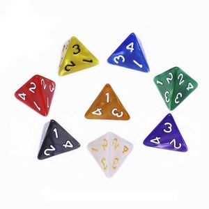 Dice Games 8PCS D4 4-sided Pearl Digital Dice Math Teaching Aids Colorful Tabletop Board Games Multi Side Dice Toy Tabletop Game Accessory s2452318