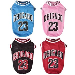 Mesh Nefes Alabilir Köpek Giysileri Schnauzer Teddy Sport Büyük Jersey Basketbol Giyim Puppy Tshirts Yaz Pet Kedi Gömlekleri 240530