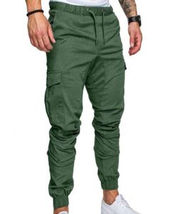 Pantaloni da streetwear pantaloni men039s pantaloni in vita pantaloni da carico attillati con pantaloni di colore solido casual h11221509701