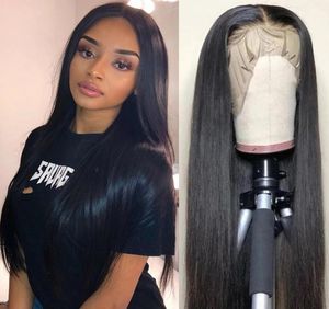 Modern Show 28 Inch Long Human Hair Lace Front Wigs For Black Women Indian Straight 13x4 Hair Wig 150 Density9940505