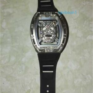 Lyxig armbandsur Richamills Automatisk lindning Tourbillon klockor Richdmills Skeleton Tourbillon Frame Limited Edition Watch Reparation Gummi WN-8BJR