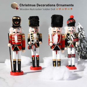 30cmの木製のくるみ割り人形のデスクトップクラフト装飾品のくるみ運営バンド人形クリスマス装飾新年の家の装飾