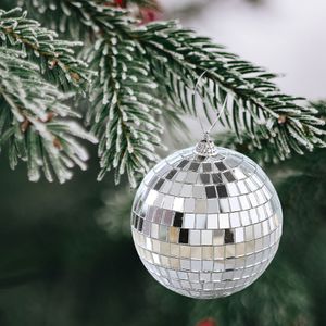 12/6PCSクリスマスミラーボール結婚式のための銀色の軽量学校ダンスバースデーパーティーデコレーションクラシックデザイン