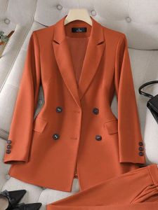 Blazers Chic Women's Office Blazer：韓国のファッションダブルブレスト春/夏のジャケット