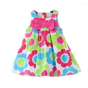 Girl Dresses Summer Baby Girls Floral Dress With Cap European Style Designer Bow Children Kids Clothes 3-8Y Rcsrx