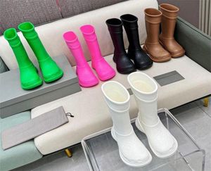 Kobiety designerskie buty buty deszczowe gumowe zimowe deszczowe platforma platforma kostki śluzowa pół róża czarna zielona ogniskowa Focalists Outdoor luksus4661318