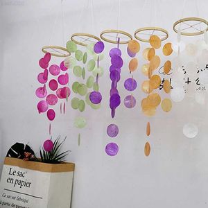 Garden Decorations Natural Shells Moon Shape Wind Chimes Dream Catchers Hanging Small Pendant With Crisp Ringtones Home Bedroom Balcony DecorationL4531