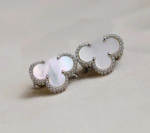 Luxury Quality Charm Flower Shape Clip Earring With Nature Shell Malachite Stone Have Box Stampv1