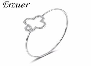 Fashion Clover Flower Shaped Luxury Silver Bangles Cubic Zirconia Crystal Exquisite Simple Cuff Armband Bangle for Women Girl Jew4304958