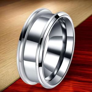 fading Stainless non ins wind 8mm double bevel groove blank dly titanium steel ring gold jewelry accessories