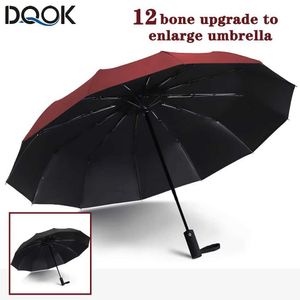 Paraplyer vindtät automatisk vikbar paraply för kvinnor tolv benbil lyxig stor affärsmän regnrock gåva H240531