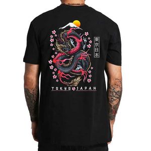 Men's T-Shirts Dragon T Shirt Japanese Style Tokyo Japan Back Print Both Side 100% Cotton EU Size Casual Graphic Tee for Male Youth Gifts Tshir z240531
