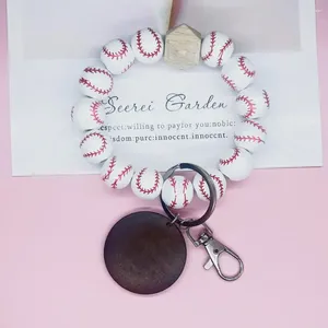 Tornari Accessorio da baseball Accessorio sportivo Softball Bracciale portachiavi in ​​legno per atleti uomini Donne Homecoming Gift Key Ring di perline