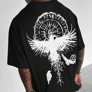 Herr t-shirts herrar bomull överdimensionerade andningsbara kortärmade t-shirt sommar casual harajuku street klädmönster fitness topp y2k tees goth z240531