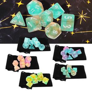 Dice Games 7/10Pieces Polyhedral Dices Set D4D6D8D10D12D20 w/ Pouch Entertainment Toys for DnD RPG Card Games Role Playing Board Games s2452318